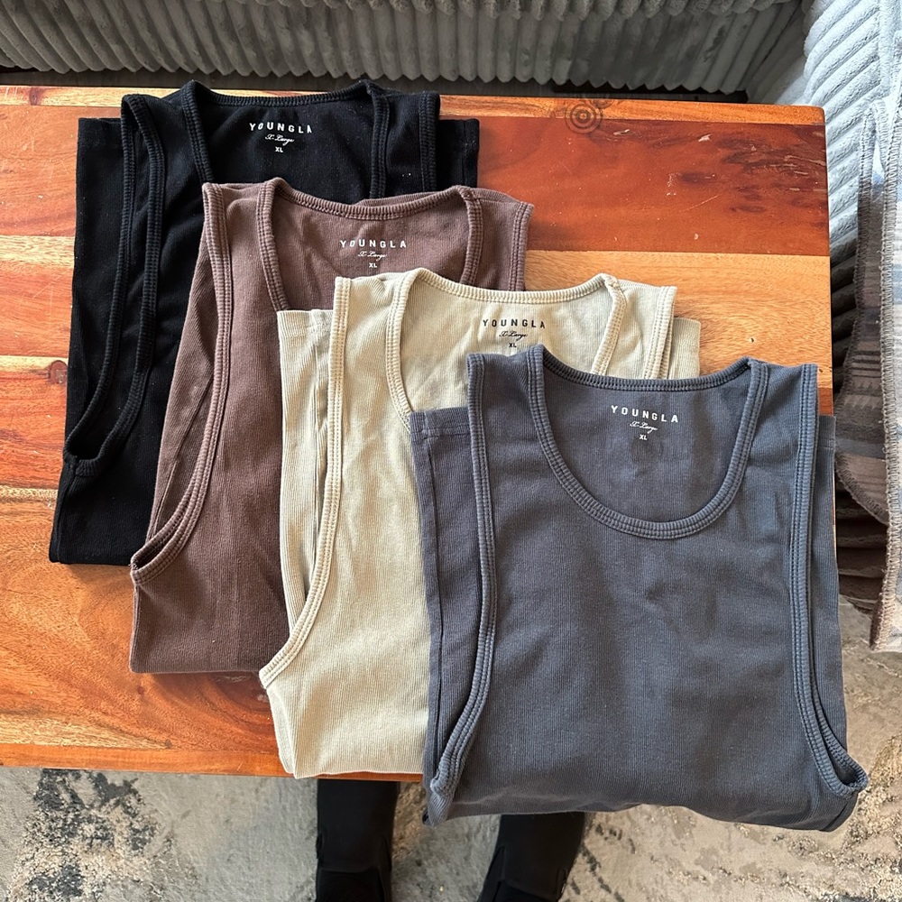 Young LA Men’s Wife Lovers Tanks 4 Pack XL New